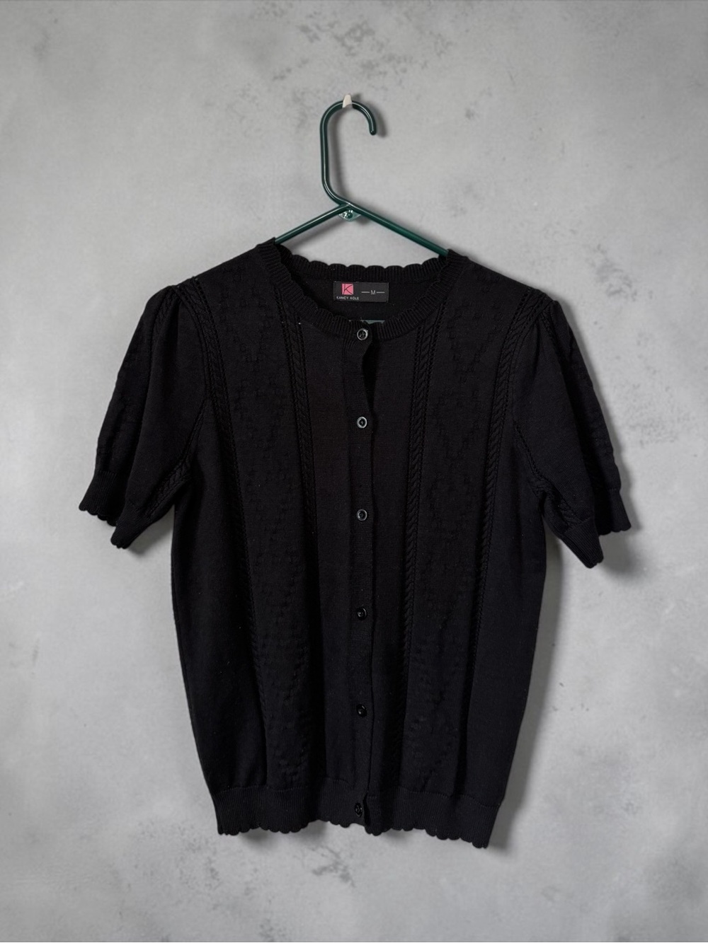 Kancy Kole Black Short Sleeve Cardigan - Size M